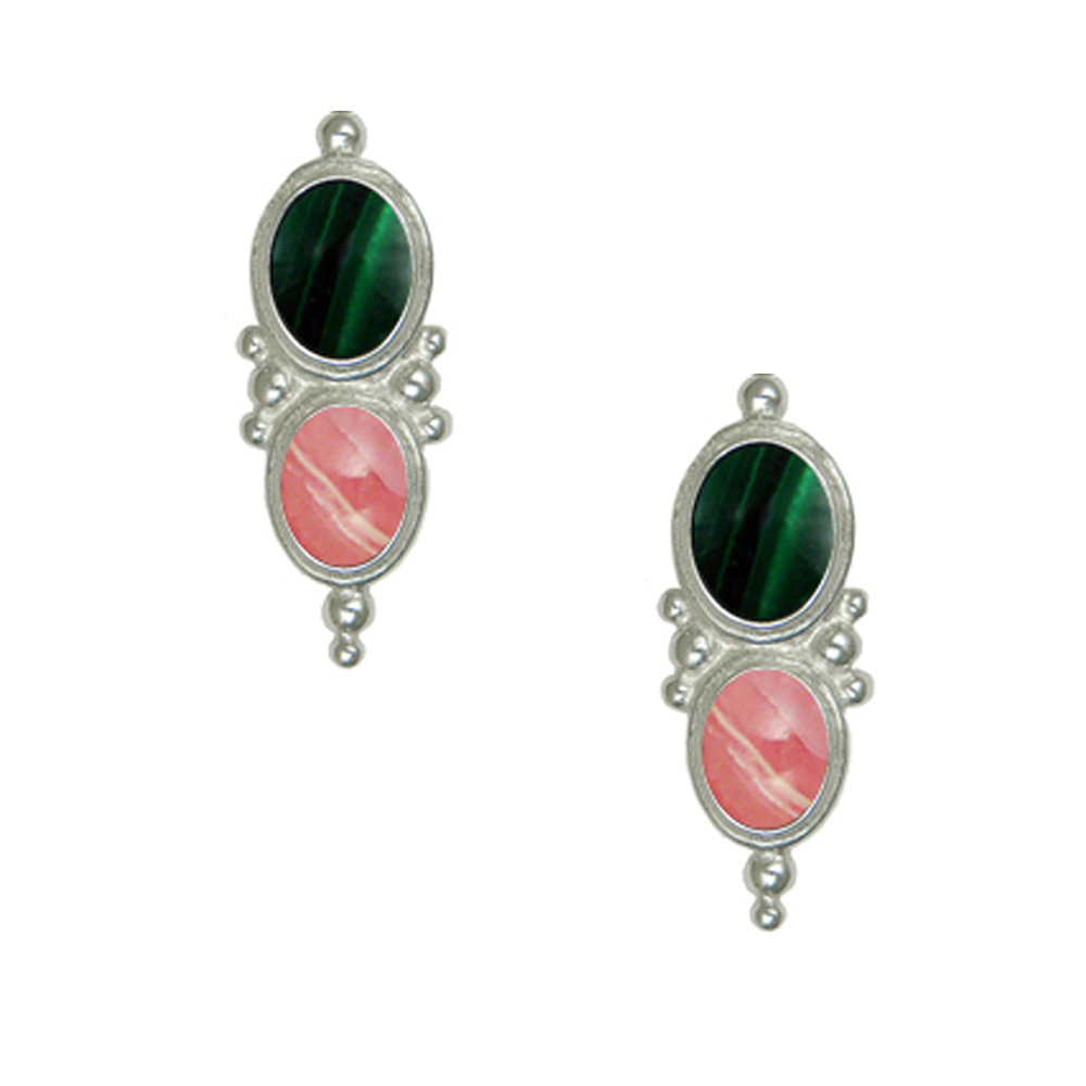 Sterling Silver Drop Dangle Earrings With Malachite